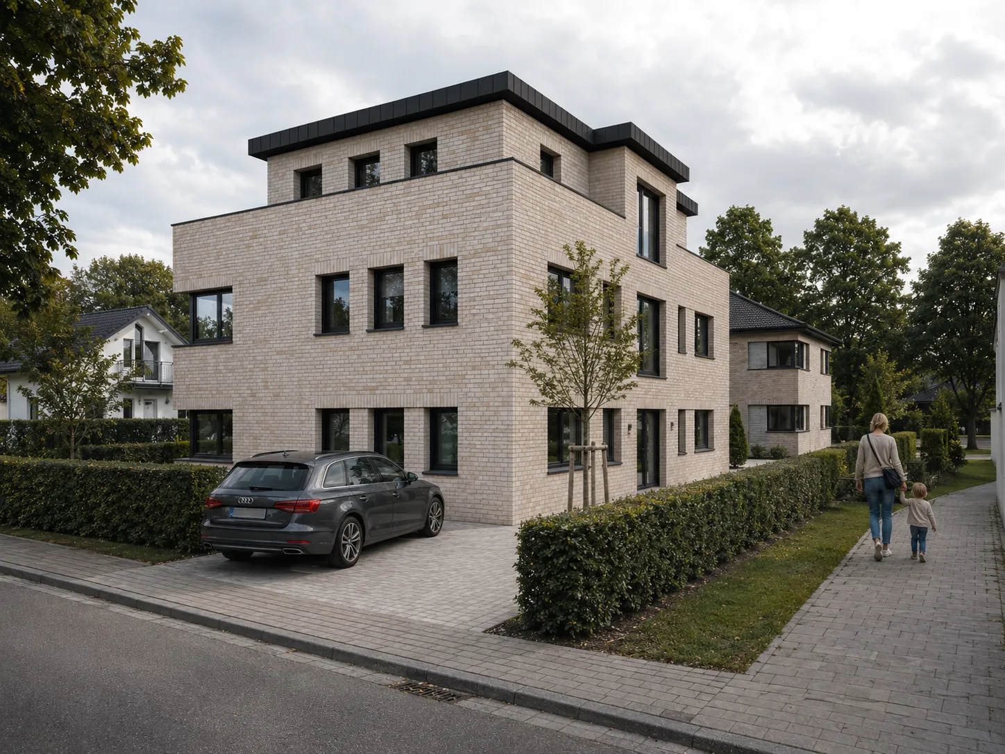 Straßenansicht Mehrfamilienhaus Cloppenburg — Visualisierung Projektentwicklung mit fünf Wohneinheiten